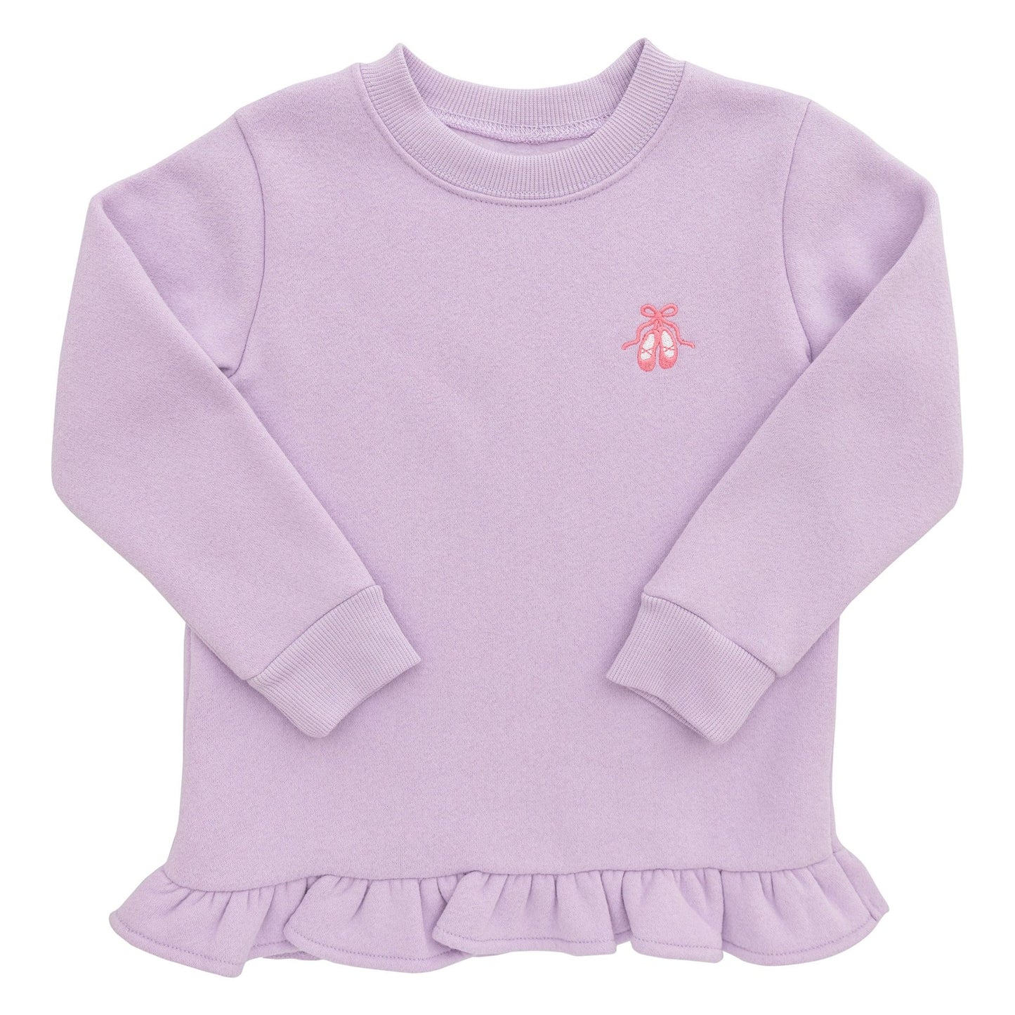 Embroidered Ballet Shoes Ruffle Pullover Sweatshirt
