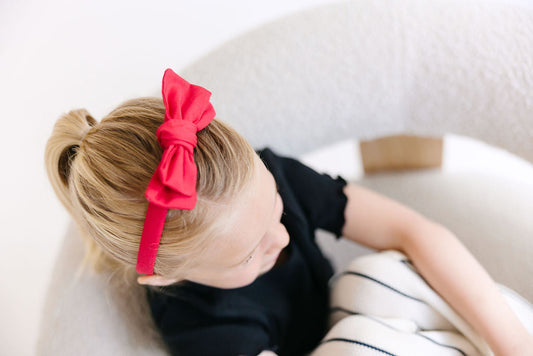 White Solid Bow Headband