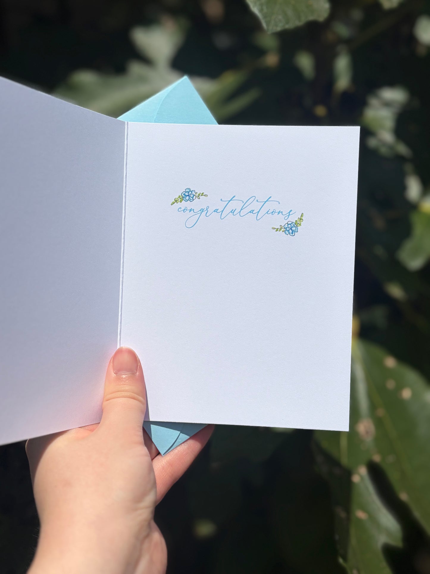 “For This Child We Have Prayed” Blue Greeting Card