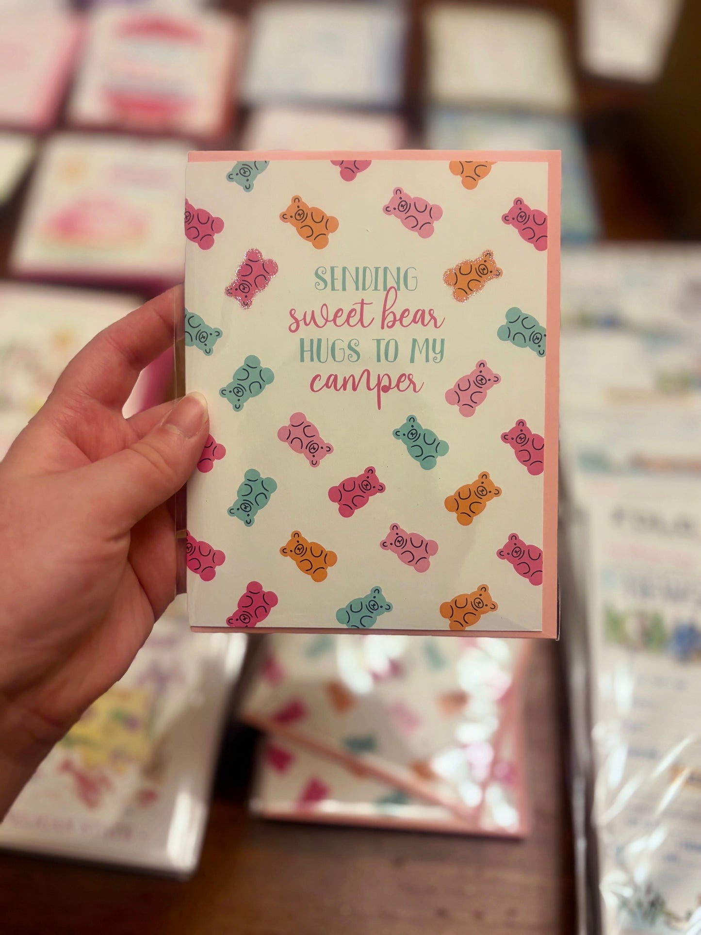 "Sending Sweet Bear Hugs To My Camper" Greeting Card