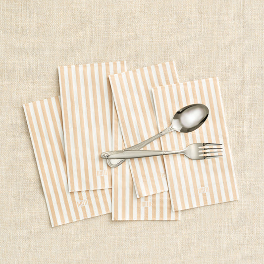 Tonal Striped Disposable Napkin Set in Beige, 100 Pieces