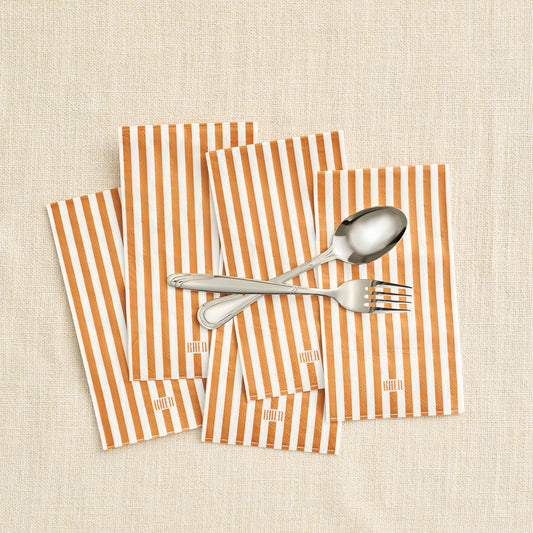 Tonal Striped Disposable Napkin Set in Orange, 100 Pieces