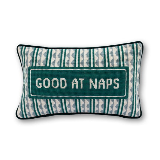 Good at Naps Needlepoint Pillow