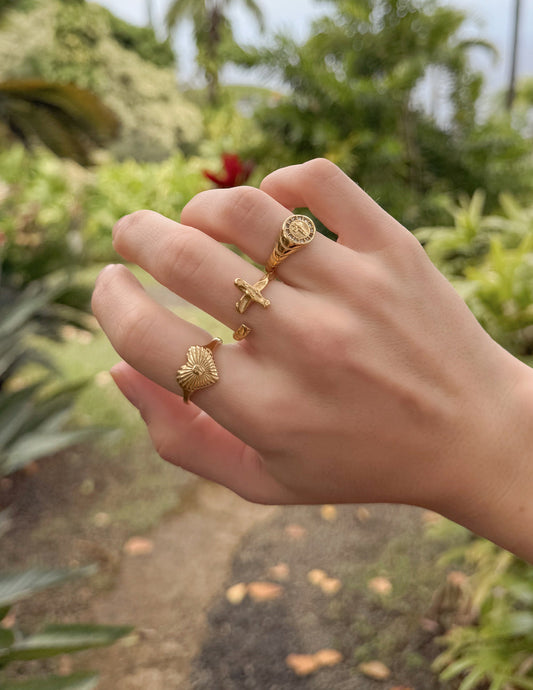 Textured Wrapped Cross Ring