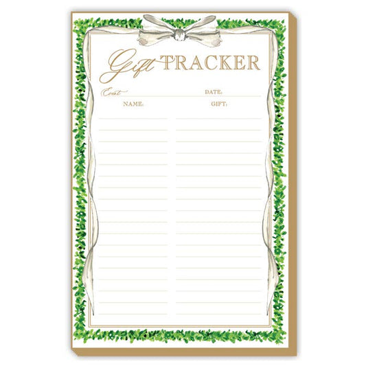 Gift Tracker Boxwood Border Luxe Large Notepad