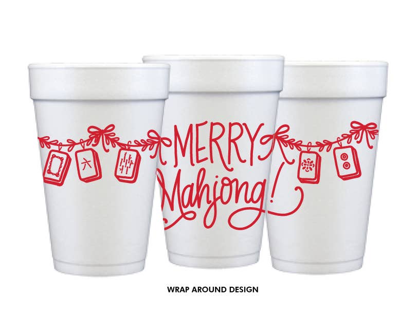 Merry Mahjong | Christmas Styrofoam Cups & Cocktail Napkins