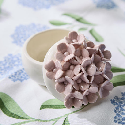 Porcelain Hydrangea Trinket Jewelry Box with Lid