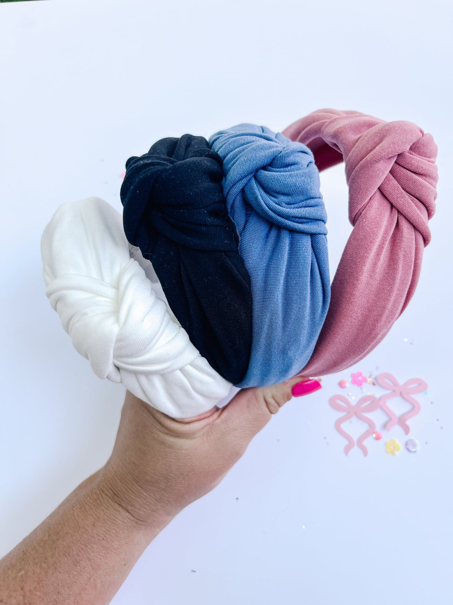 White Solid Knotted Headband