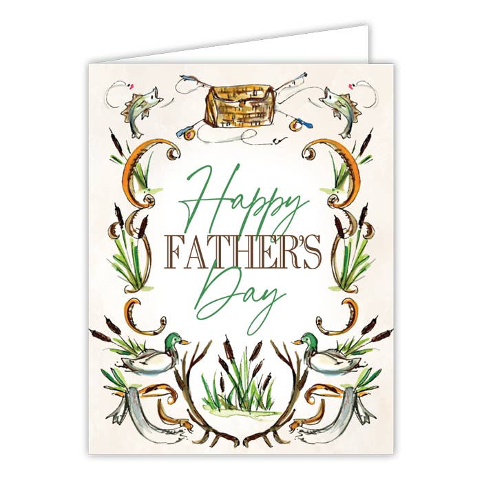 "Happy Father's Day" Fishing and Ducks Greeting Card