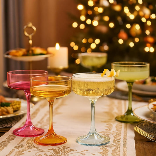 Khen Champagne Coupes Morgan Set Vibrant - Set of 4 Multicolor