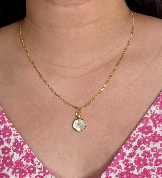 Gold Necklace with Pearl Cross – Simply in Christ