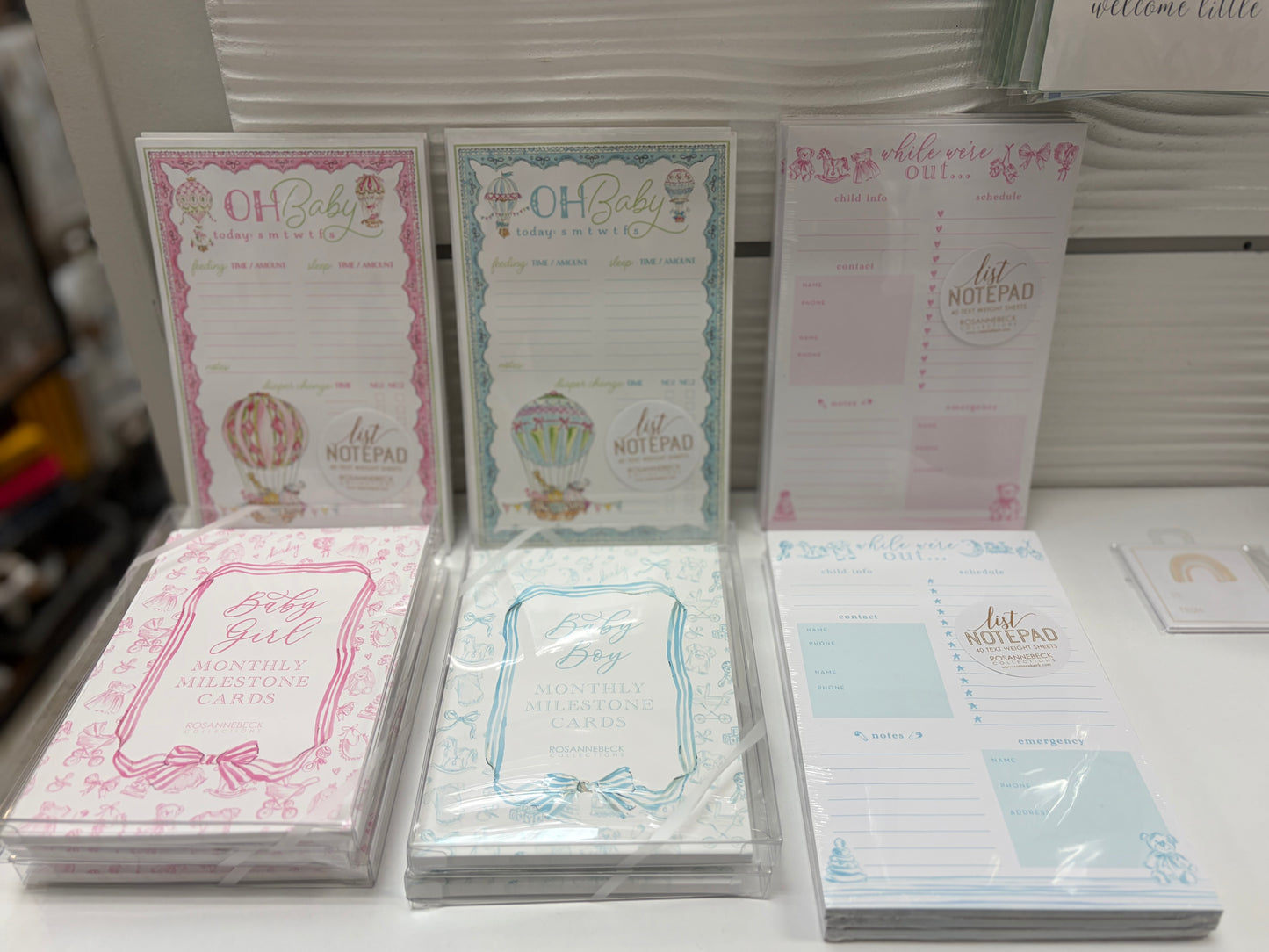 Handpainted Baby Toille Pattern Pink Milestone Cards
