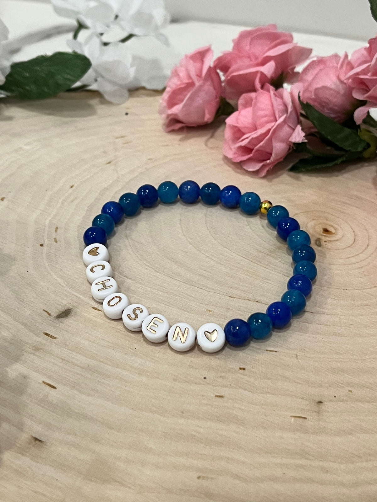 Blue Chosen Bead Bracelet – Elegant Stone Jewelry with Meaning