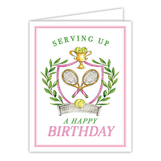 Serving Up A Happy Birthday Tennis Greeting Card