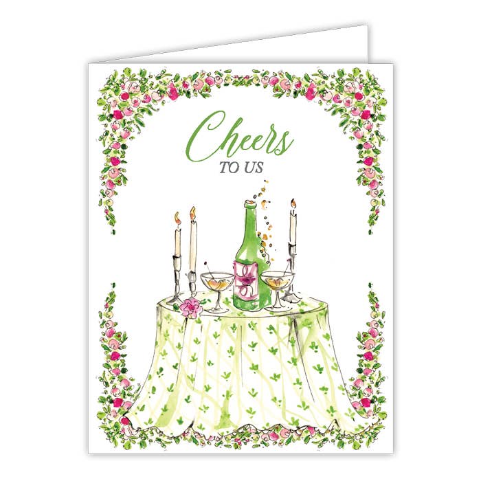 Handpainted Cheers to Us Table for Two Greeting Card