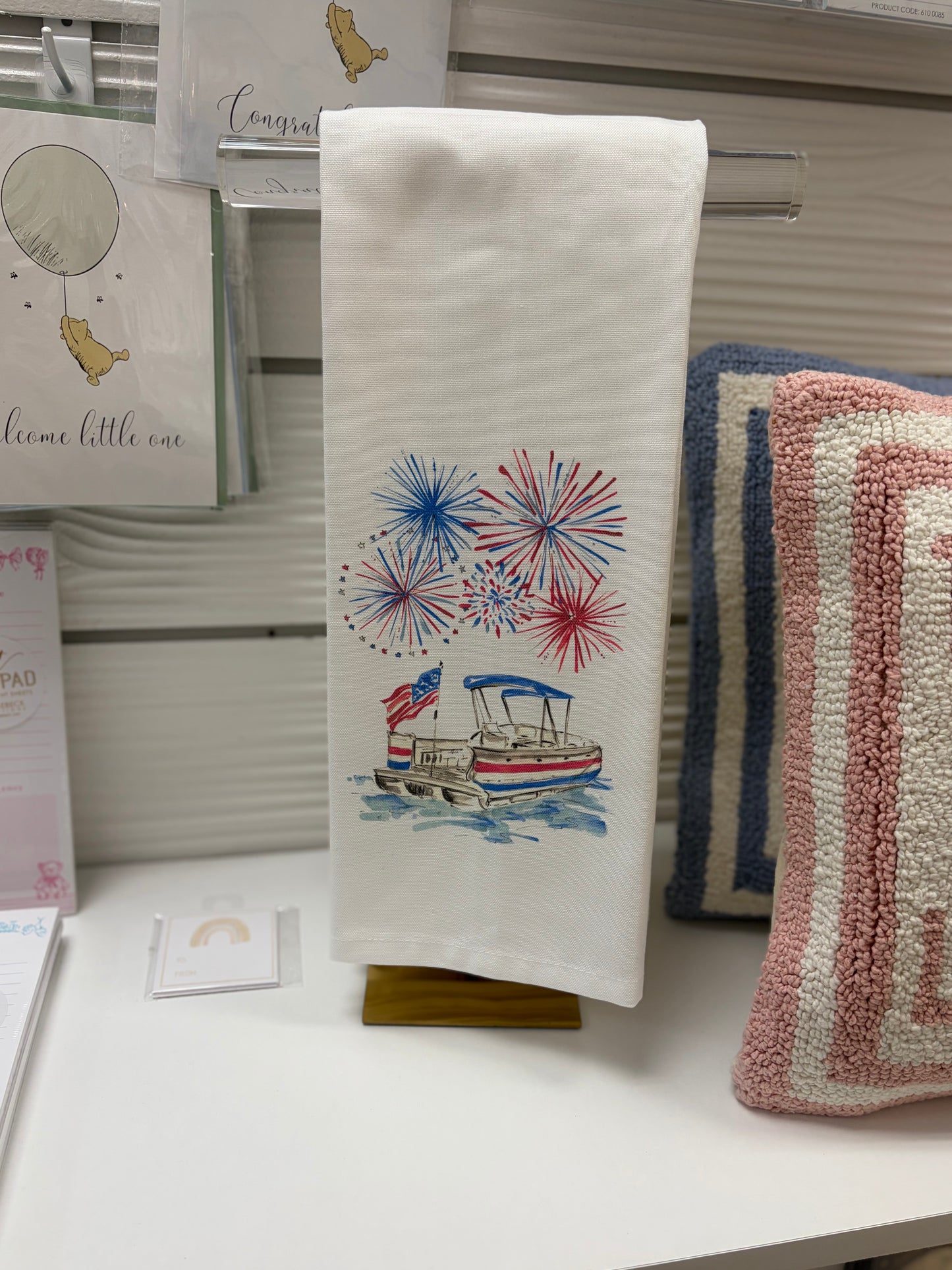 Party Boat Under The Fireworks Kitchen Towel
