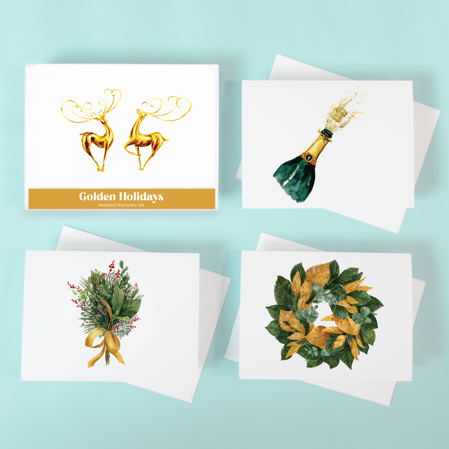 Golden Holiday Assorted Stationery Set