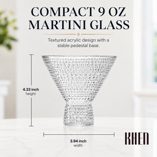 Barcelona Acrylic Martini Hobnail Glassware, Set of 6