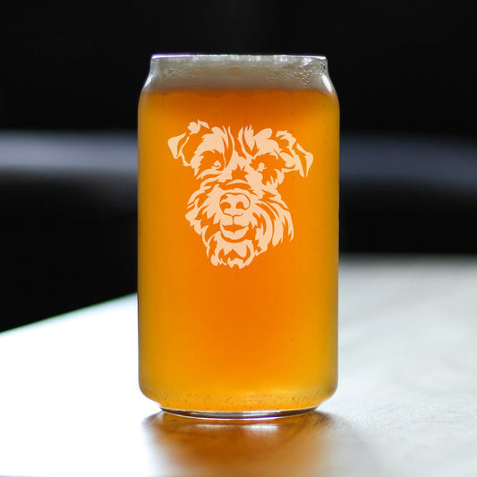 Schnauzer Face Beer Can Pint Glass - Unique Dog Themed Decor and Gifts for Moms & Dads of Schnauzers - 16 Oz