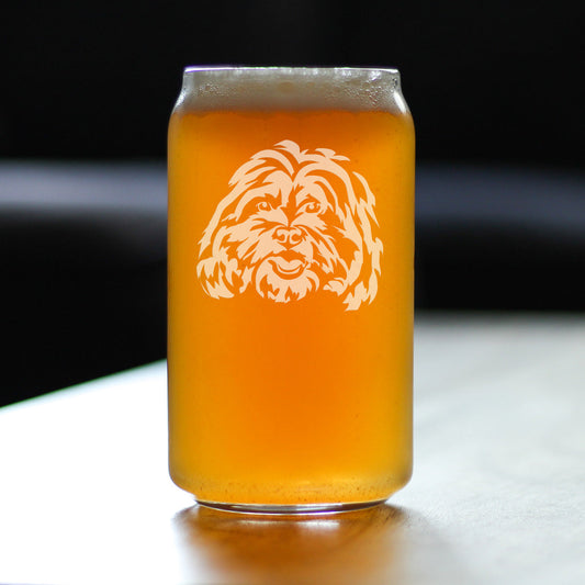 Shih Tzu Face Beer Can Pint Glass - Unique Dog Themed Decor and Gifts for Moms & Dads of Shih Tzus - 16 Oz