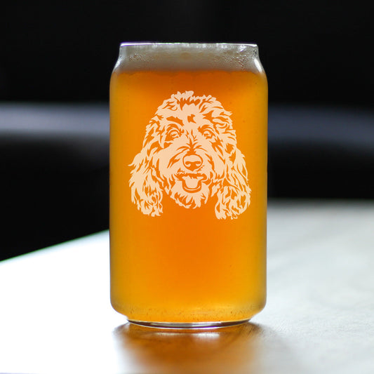 Golden Doodle Face - Beer Can Pint Glass - Goldendoodle Gifts for Women & Men - 16 oz Glasses