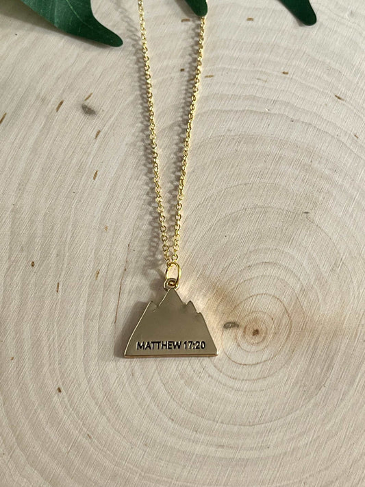 Gold Necklace Faith Can Move Mountains 16K