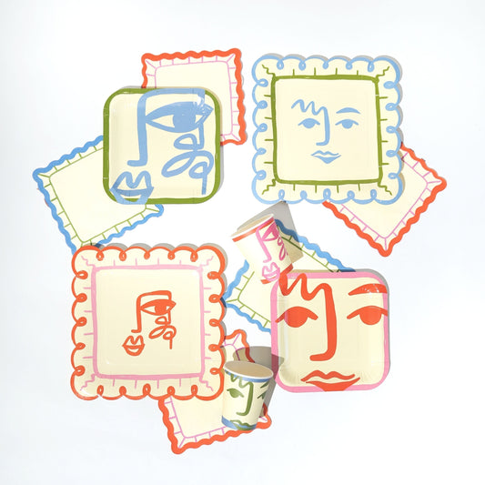 Face Party Cups | Art Party Cups (x 12)