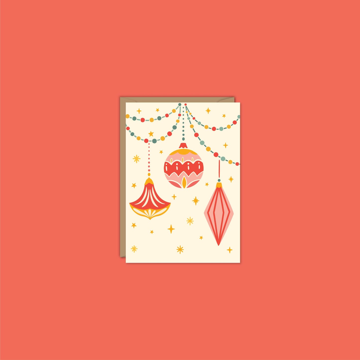 RETRO CHRISTMAS ORNAMENTS MINI ENCLOSURE CARD
