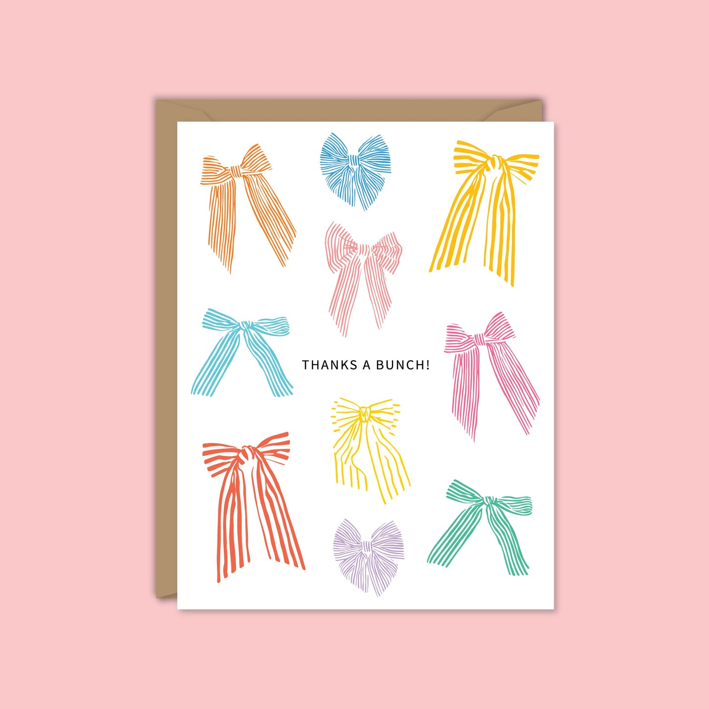 THANKS A BUNCH COLORFUL BOWS CARD