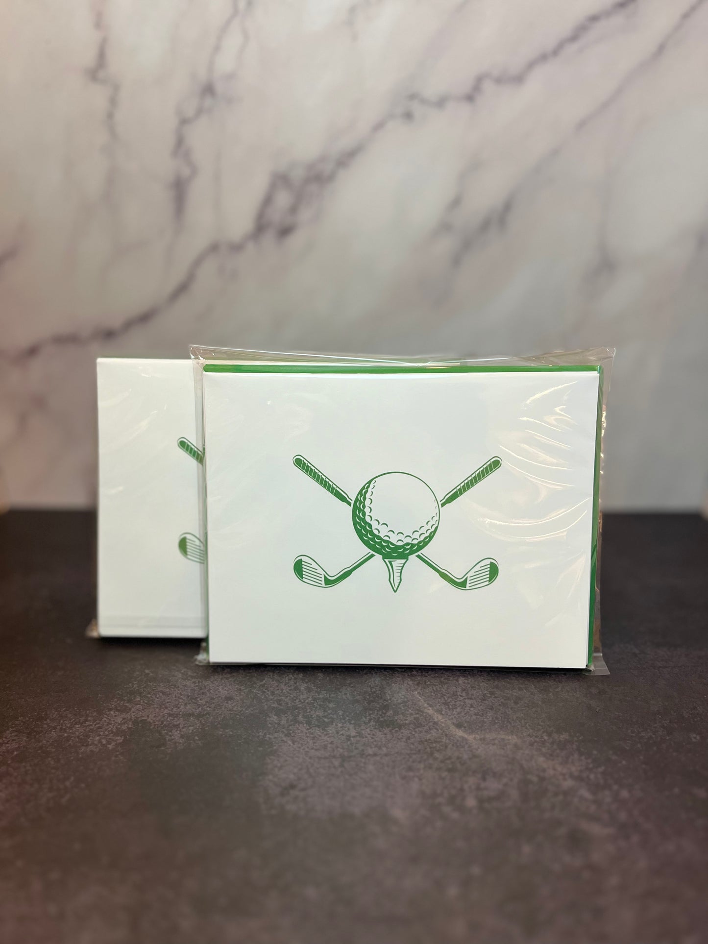 Green Golf Crest Folded Stationery