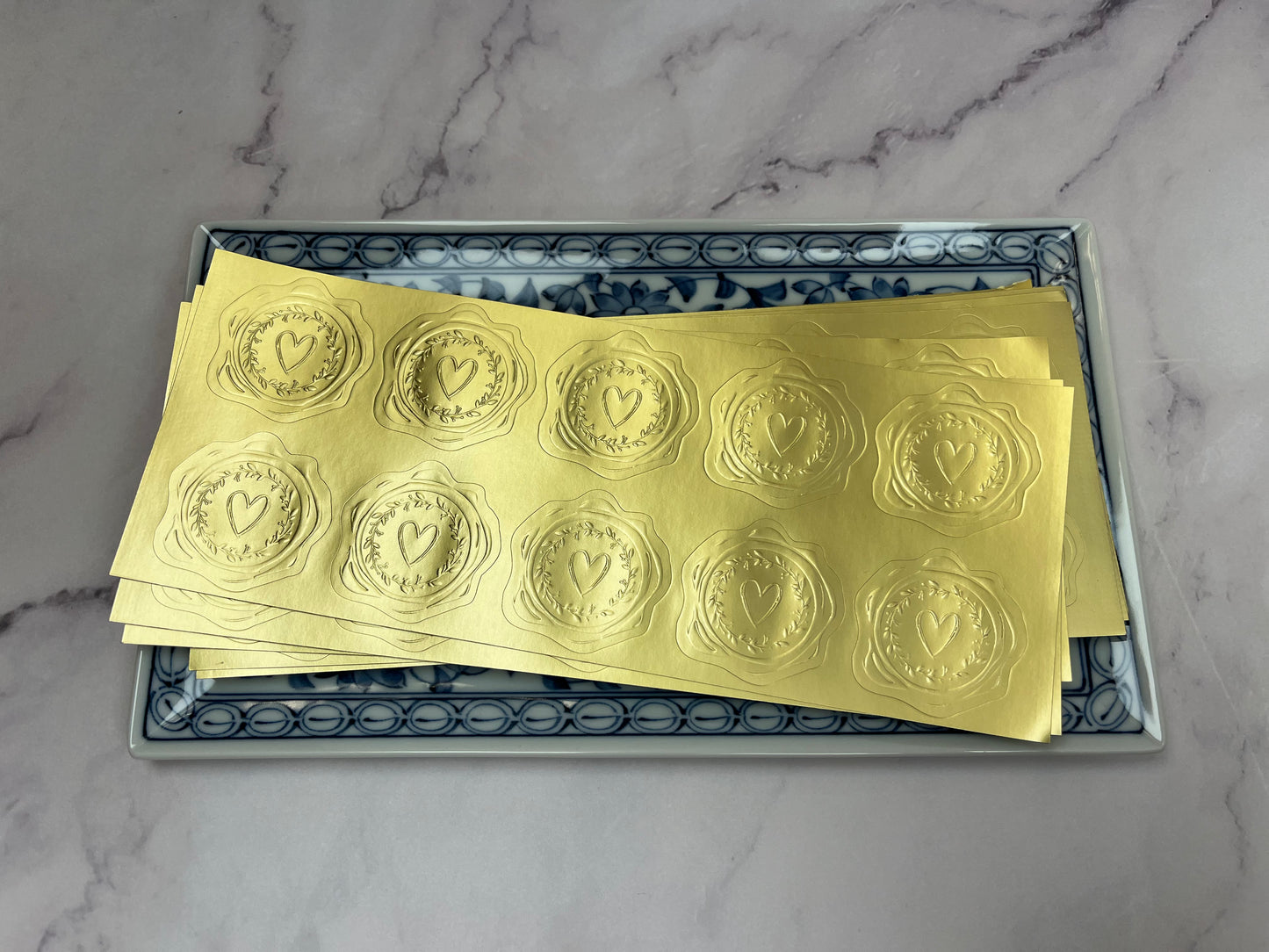 Gold Heart Envelope Seals