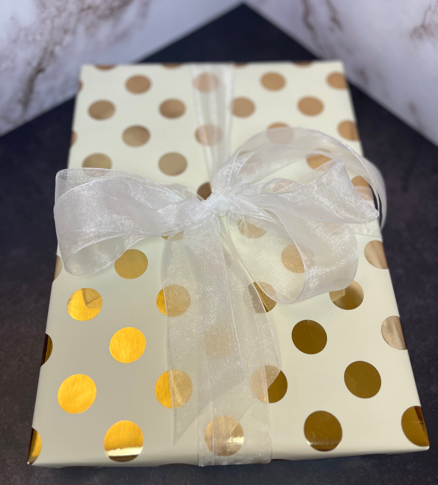 Ivory and Gold Foil Polka Dot Wrapping Paper Roll