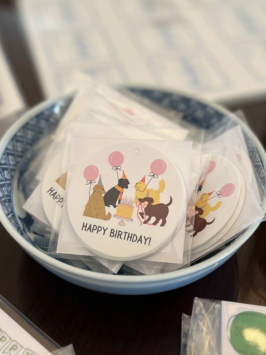 Happy Birthday Dog Paw-ty Hang Tags