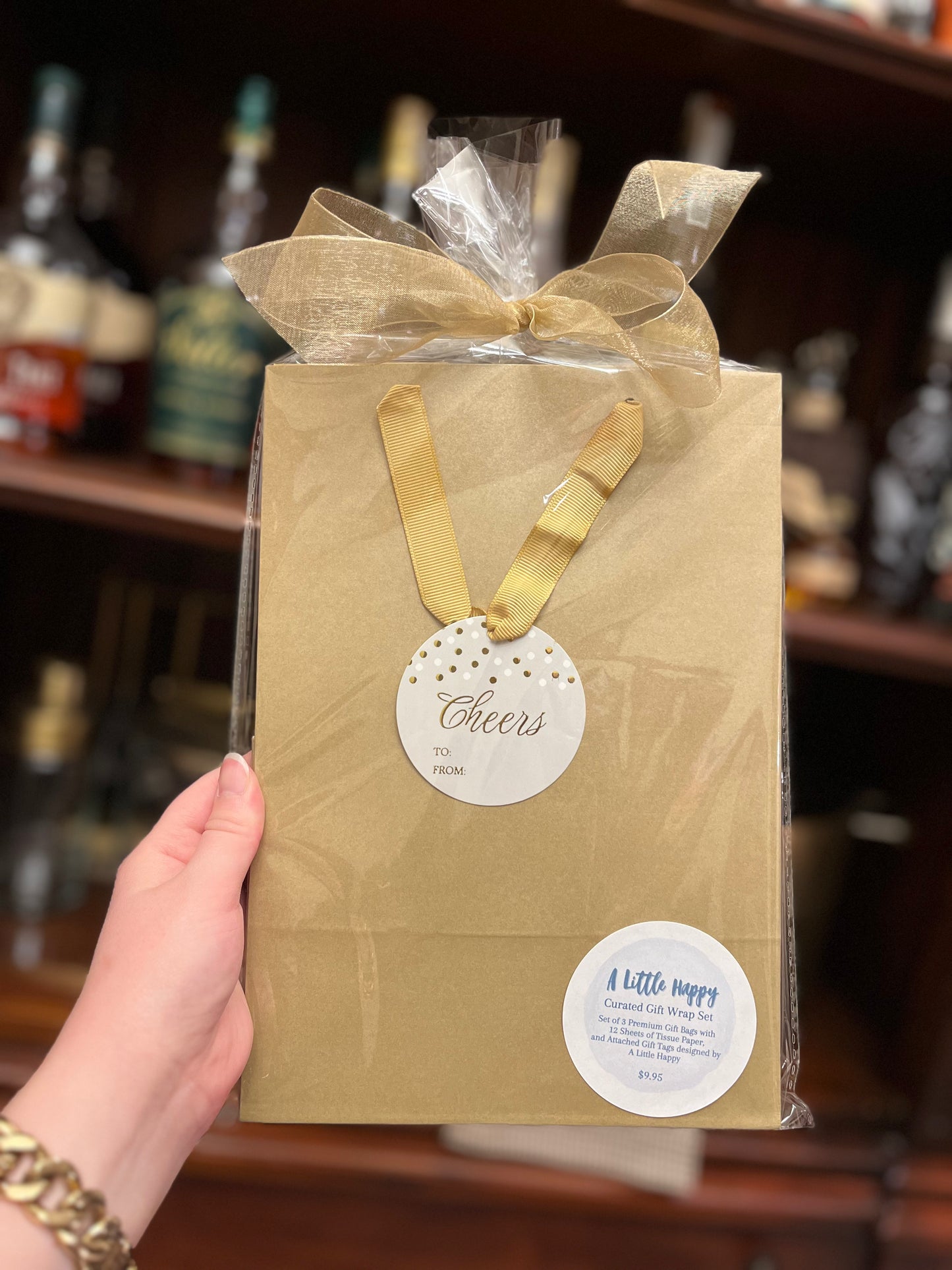 Cheers Gold Gift Bag Set