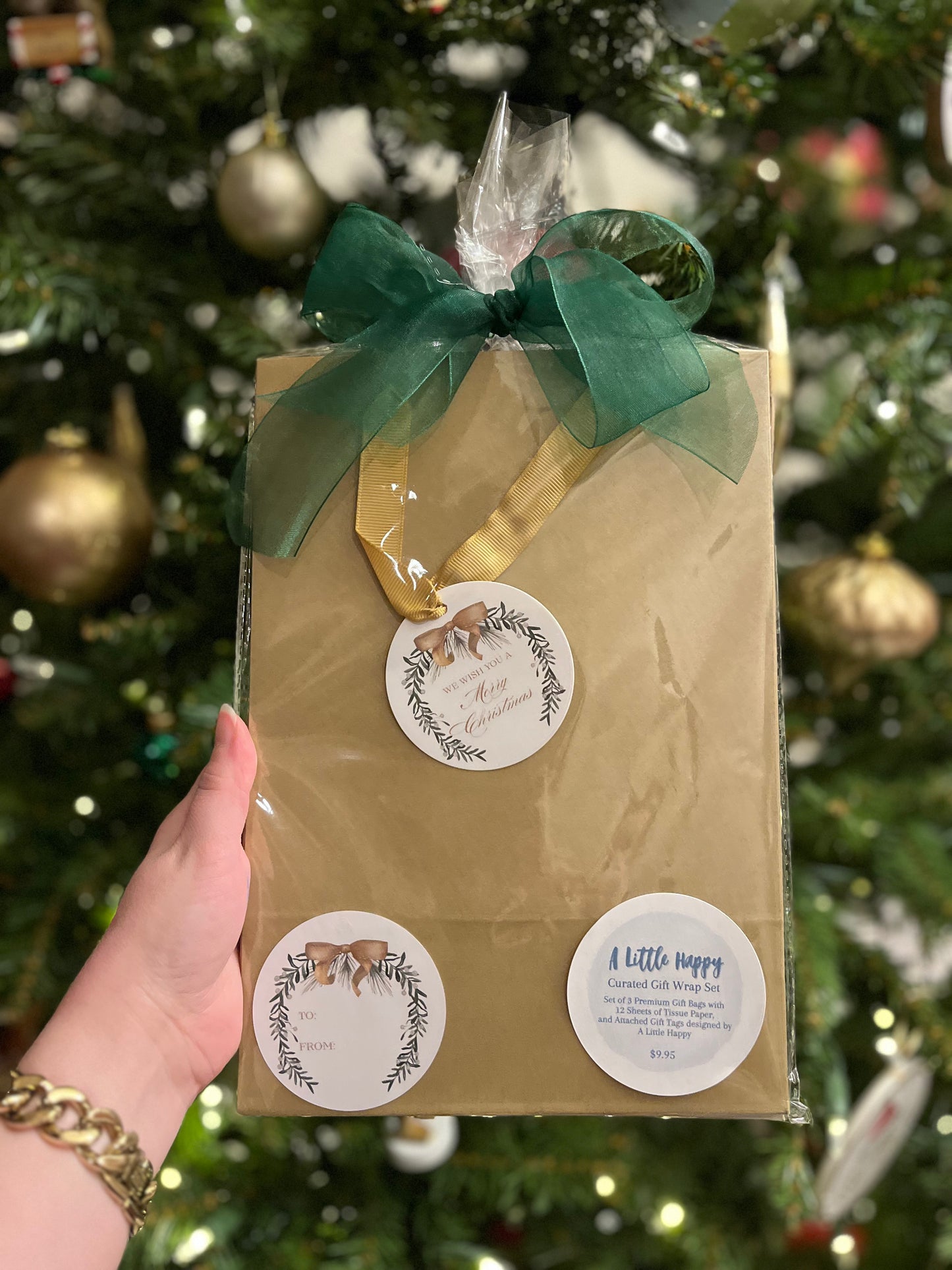 Christmas Wreath Gift Bag Set