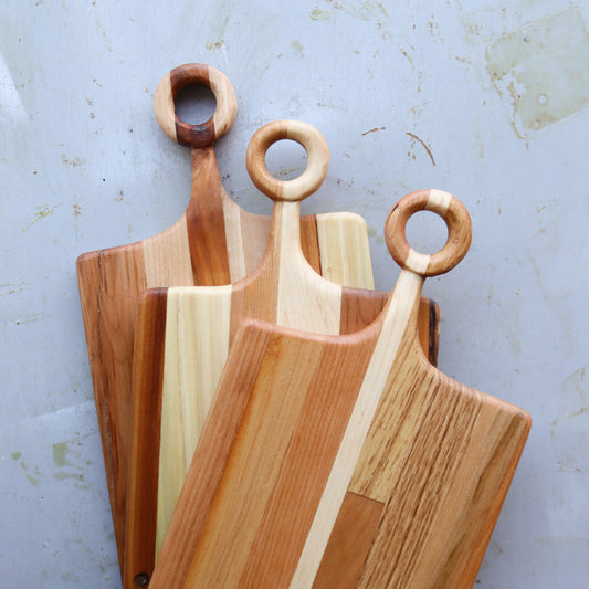 Serving Boards with Hand-Carved Handle