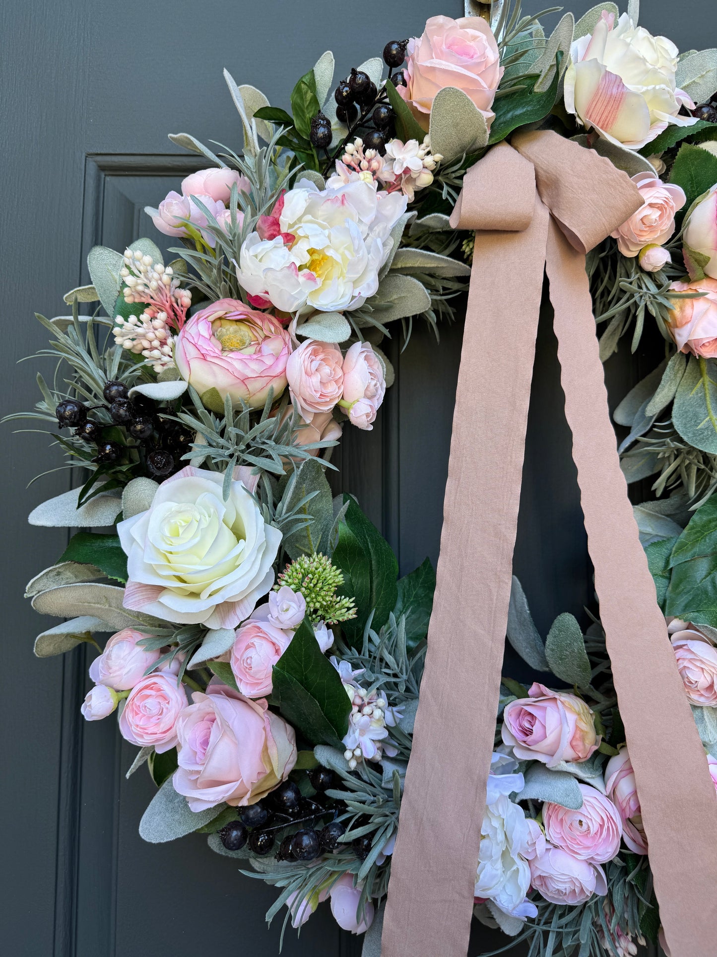 Pink Peony, Rose & Ranunculus Wreath