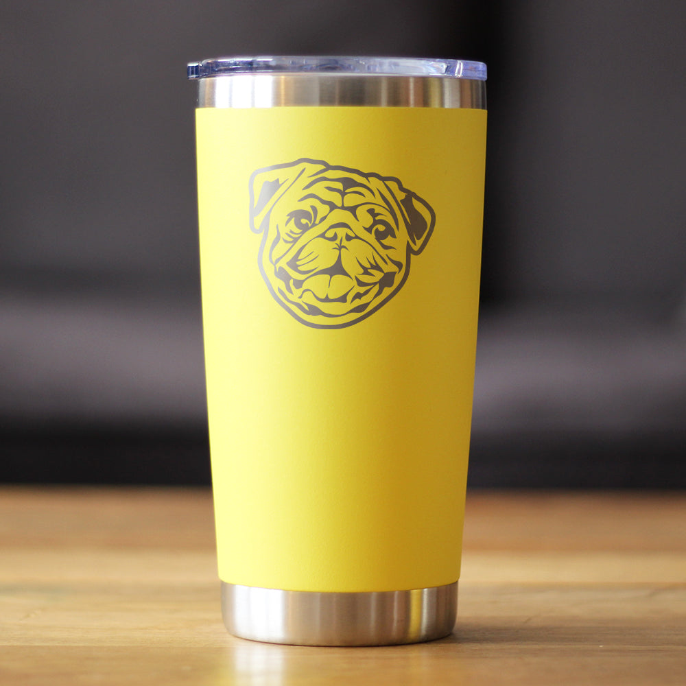 Pug - Insulated Coffee Tumbler Cup with Sliding Lid - Stainless Steel Insulated Mug - Cute Pug Themed Gift for Men and Women