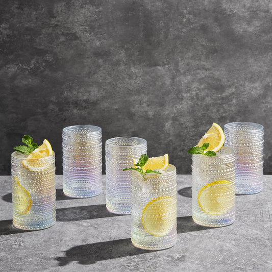 Classica Hobnail Highball Glassware, Set of 6