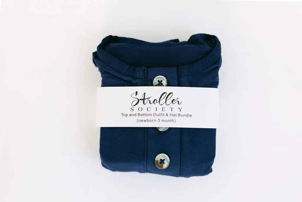 3-Piece Baby Outfit - Newborn Take Home Outfit - Navy Blue
