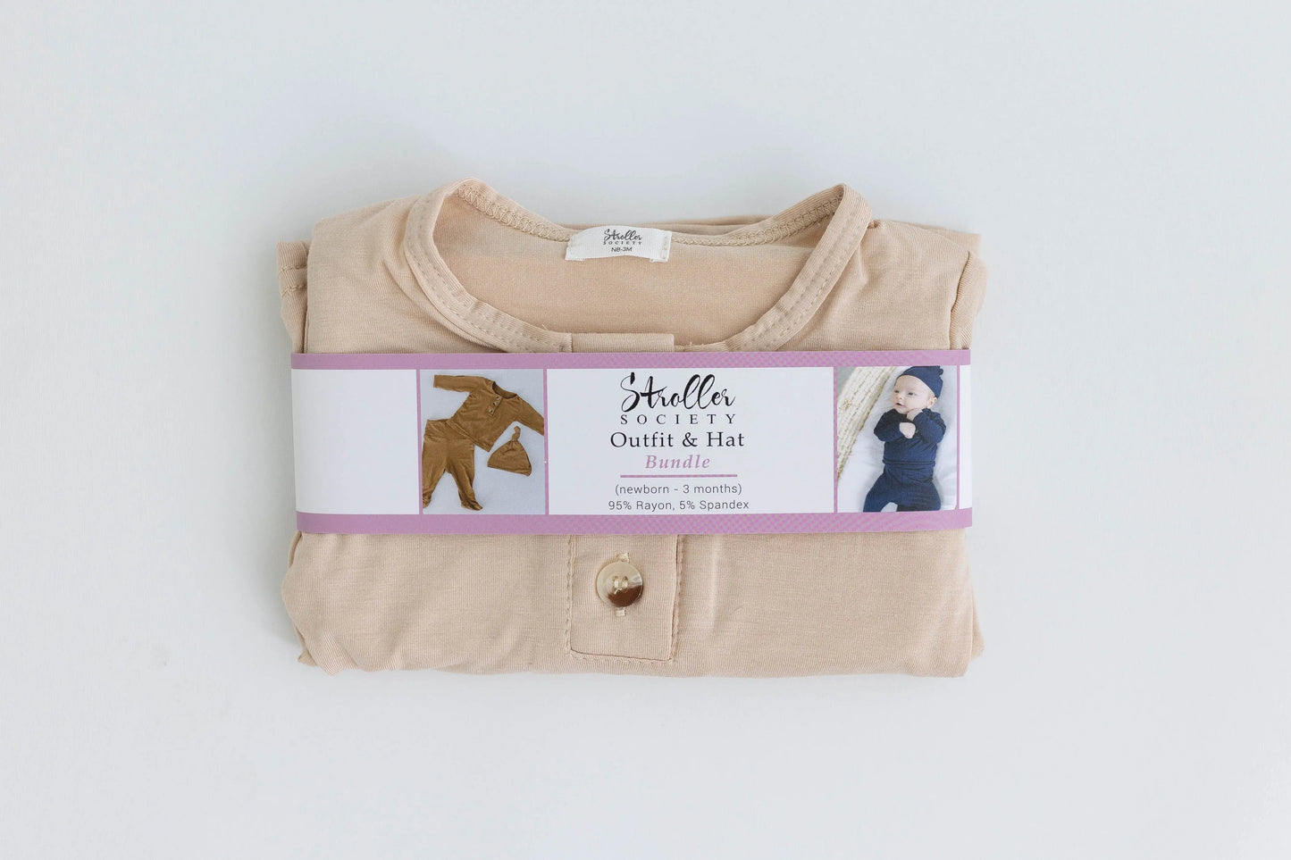 Top and Bottom Outfit Set Gender-Neutral Newborn Clothes - Sand