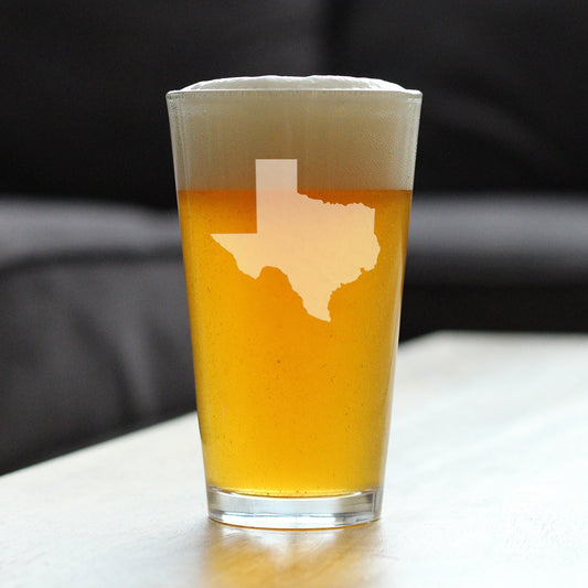 Texas State Outline Pint Glass for Beer - State Themed Drinking Decor and Gifts for Texan Women & Men - 16 Oz Glasses