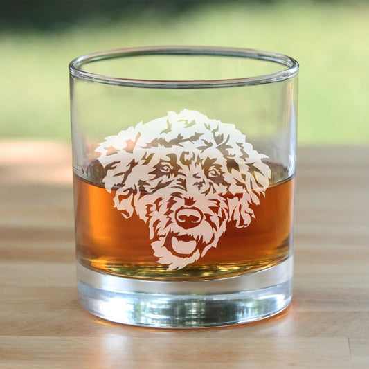 Labradoodle Face - Whiskey Rocks Glass - Labradoodle Gifts for Dog Lovers Women & Men - 10.25 oz Glasses
