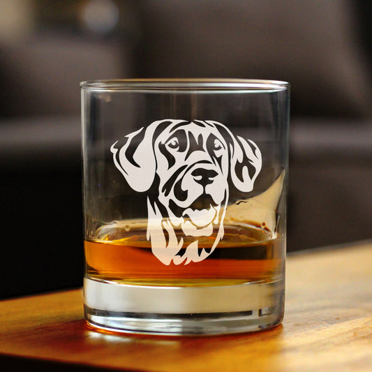 Great Dane Face Whiskey Rocks Glass - Unique Dog Themed Decor and Gifts for Moms & Dads of Great Danes - 10.25 Oz