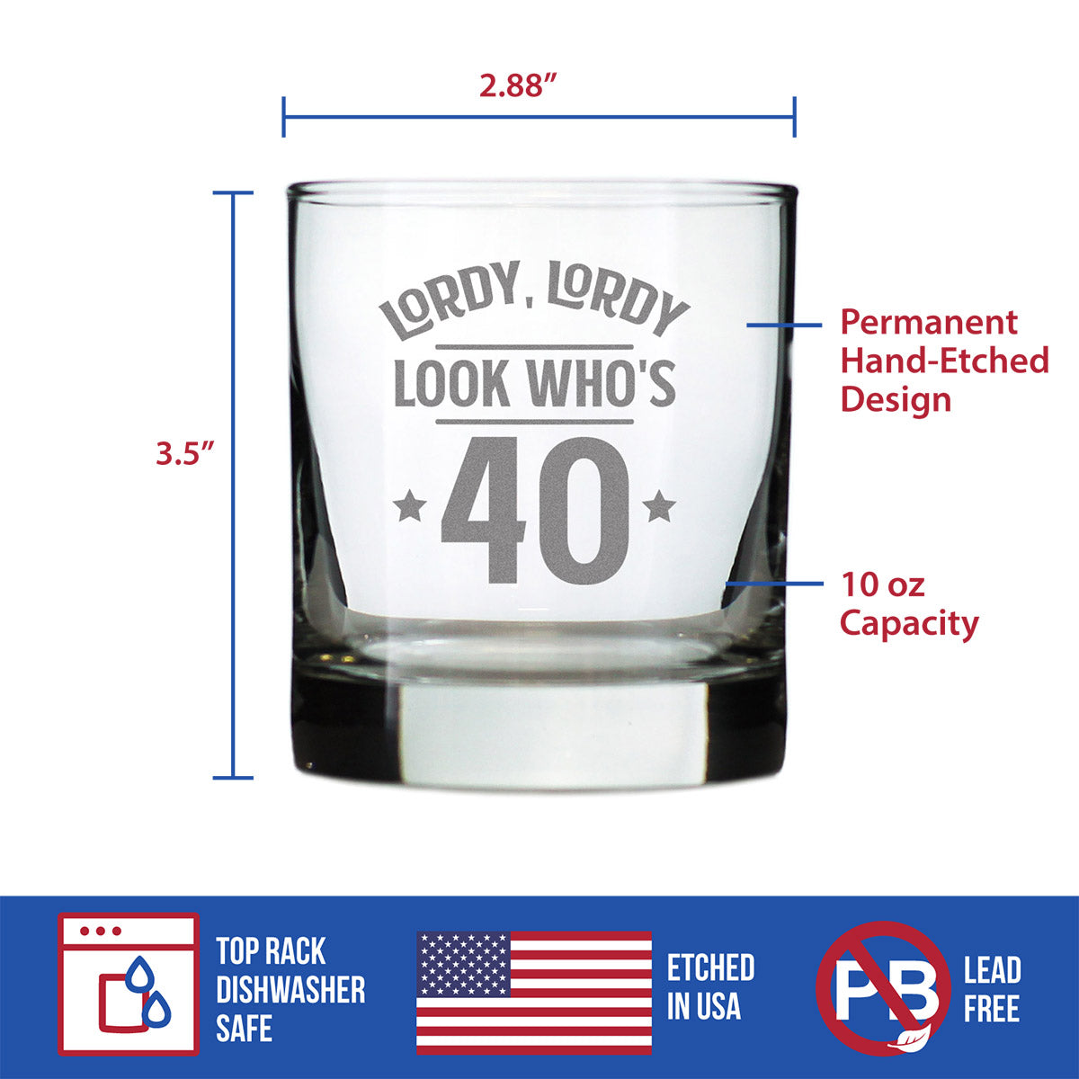 Lordy, Lordy Look Who's 40 - 10 Ounce Rocks Glass