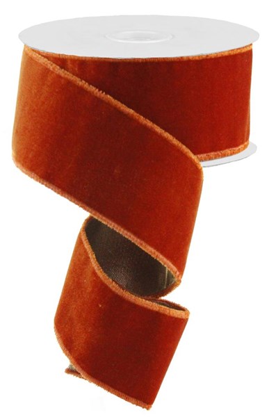 2.5"X10YD VELVET W/SHEER METALLIC BACK RUST/BRONZE