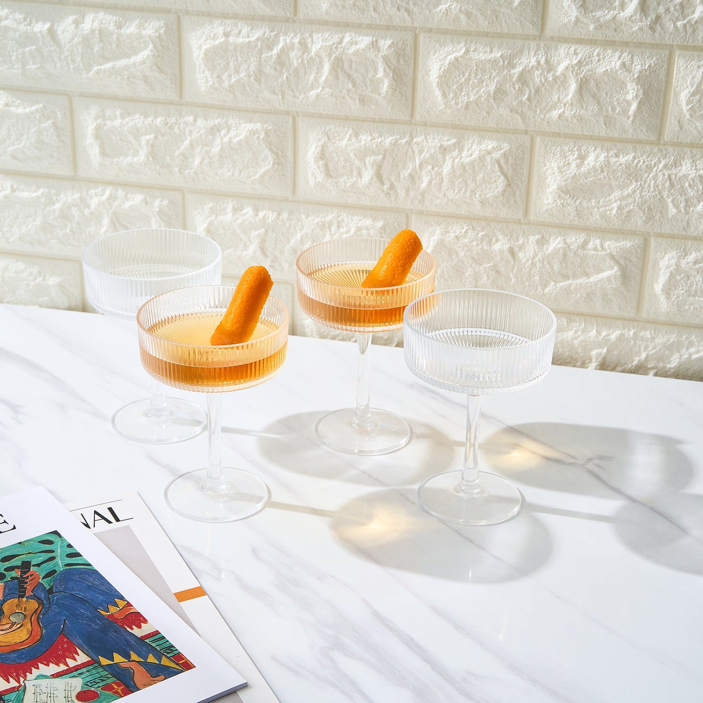 Barcelona Acrylic Champagne Coupe Cocktail Glassware, Set of 4