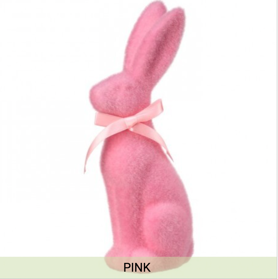 TERRACOTTA FLOCKED BUNNY 9.25" - PINK