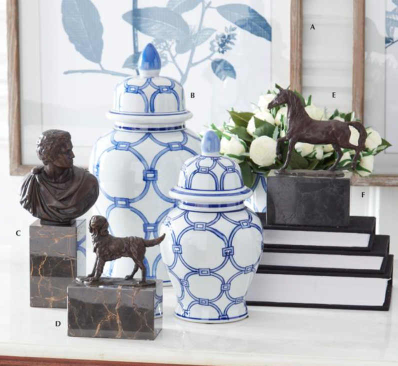 Set of 2 Blue & White Ceramic Ginger Jars