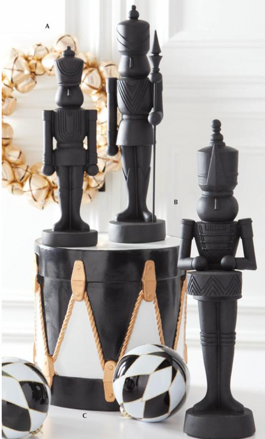 ROYAL COURT - Set of 3 Matte Black Nutcracker Soldiers
